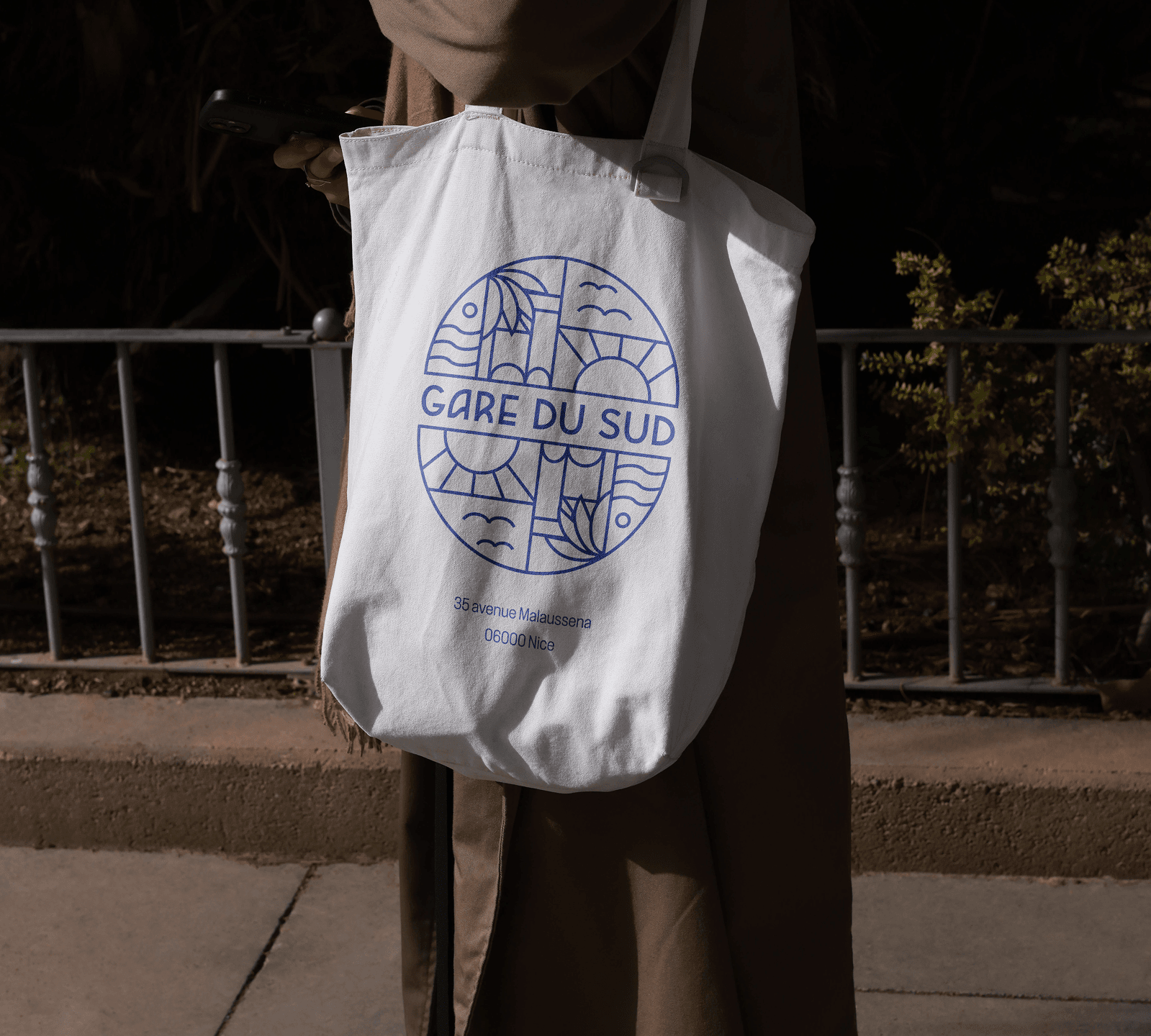 Sac avec logo Gare du Sud, Nice.